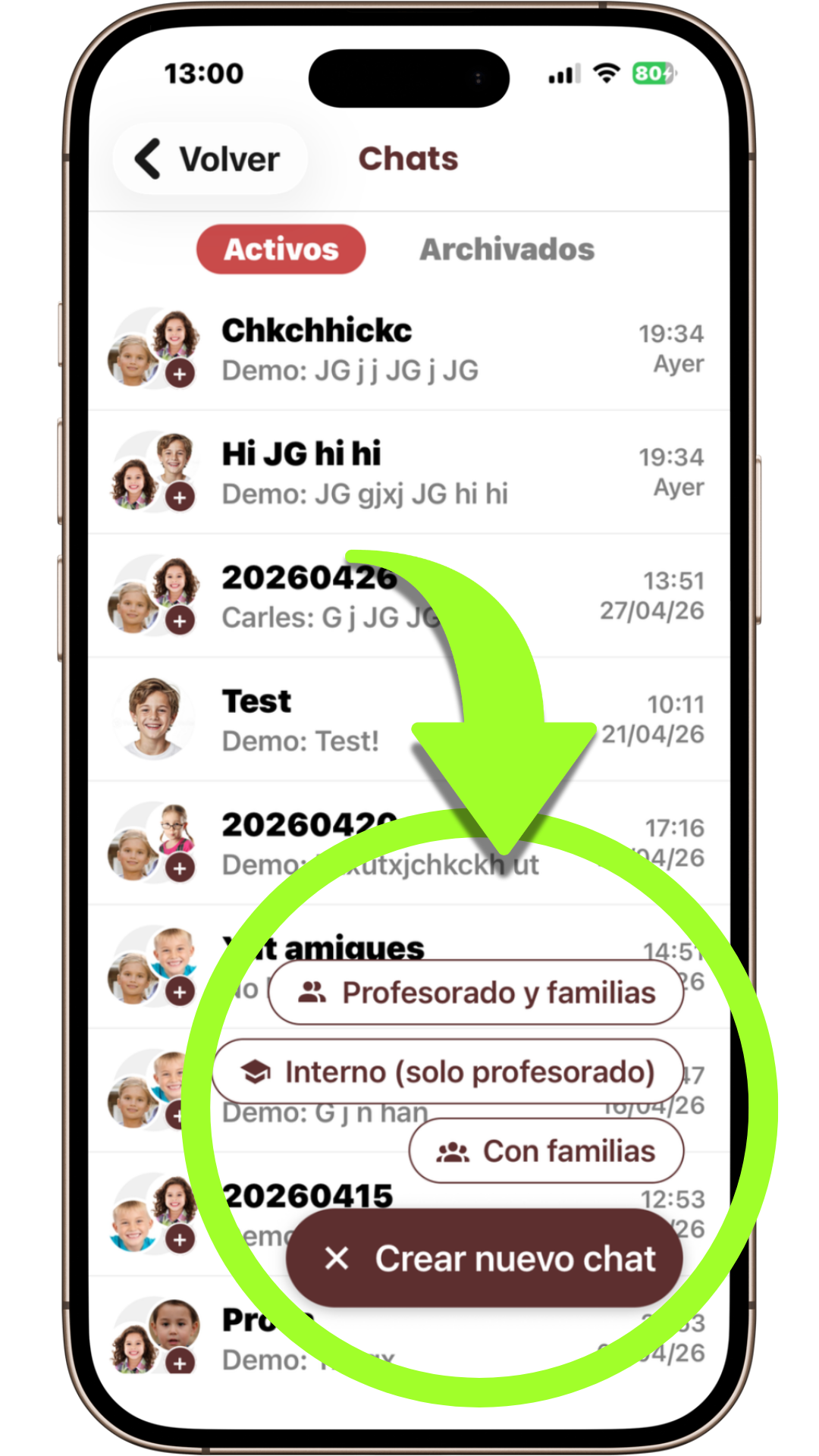 Xat amb famílies
