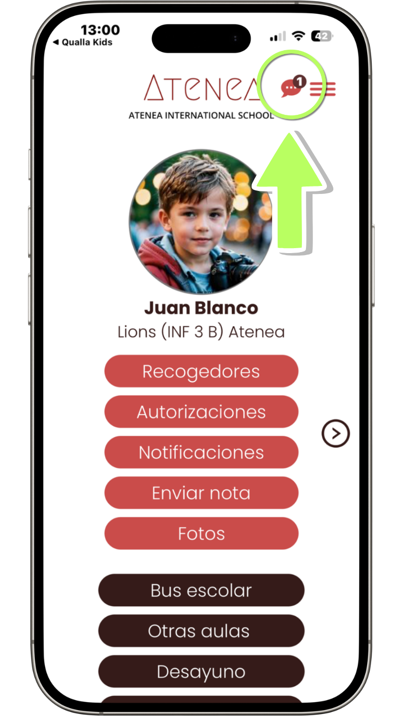Acceso al chat desde la burbuja de mensajes