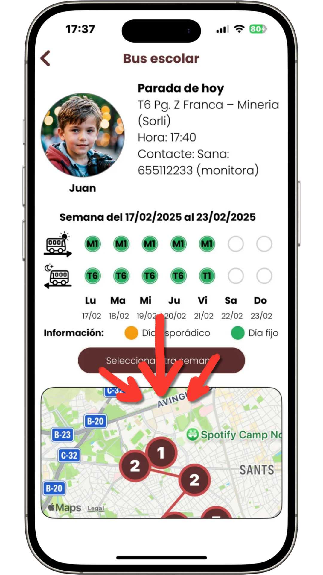 View the bus route in real time
