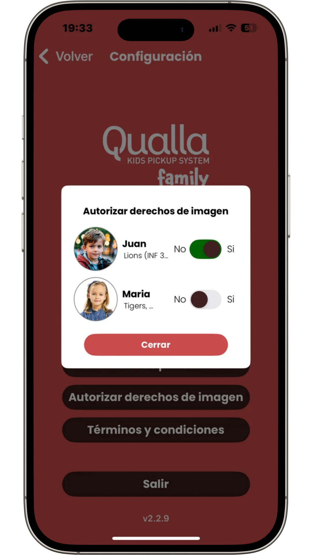 Deseleccionar permisos otorgados