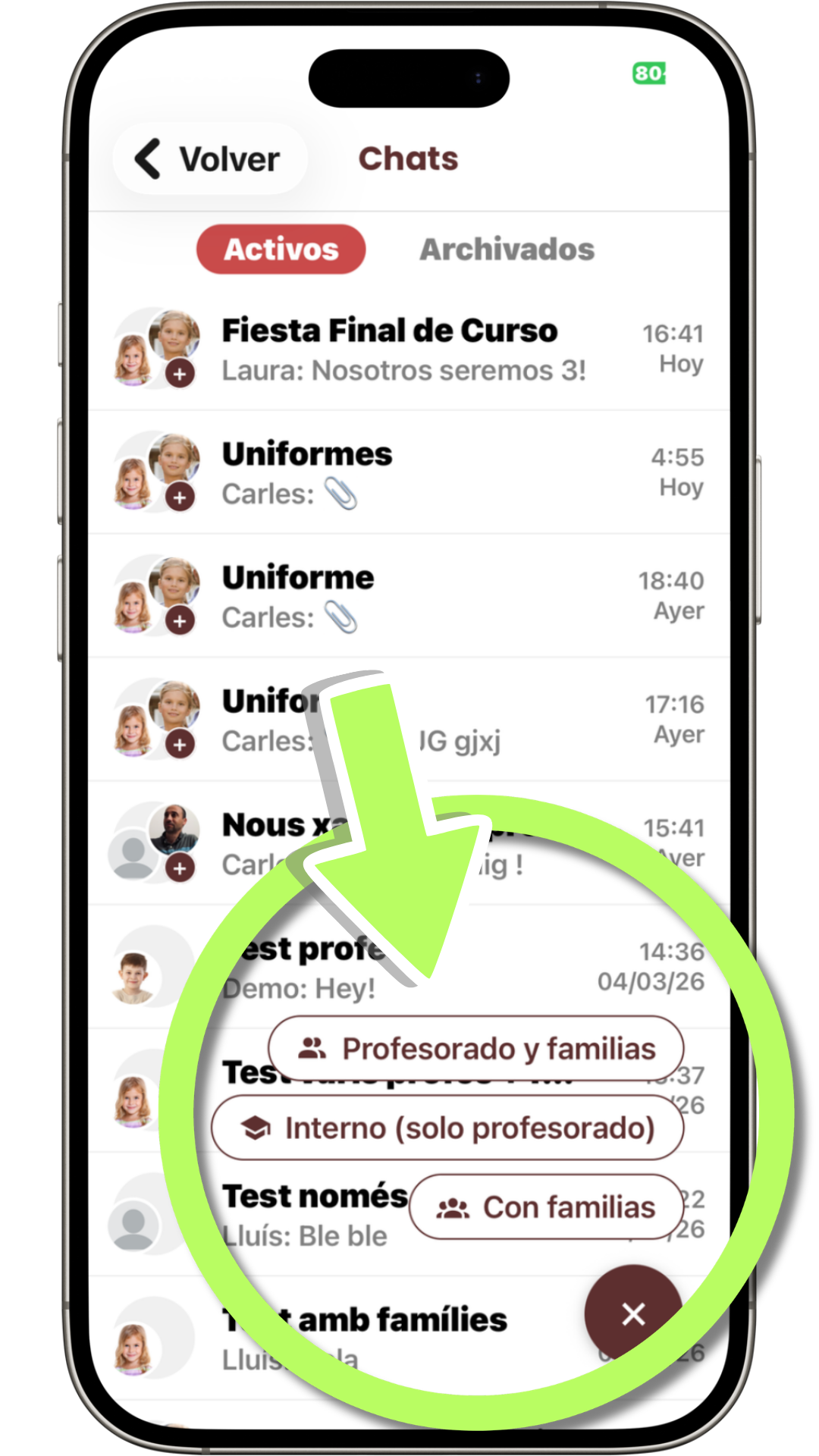 Configuración de la comunicación del chat