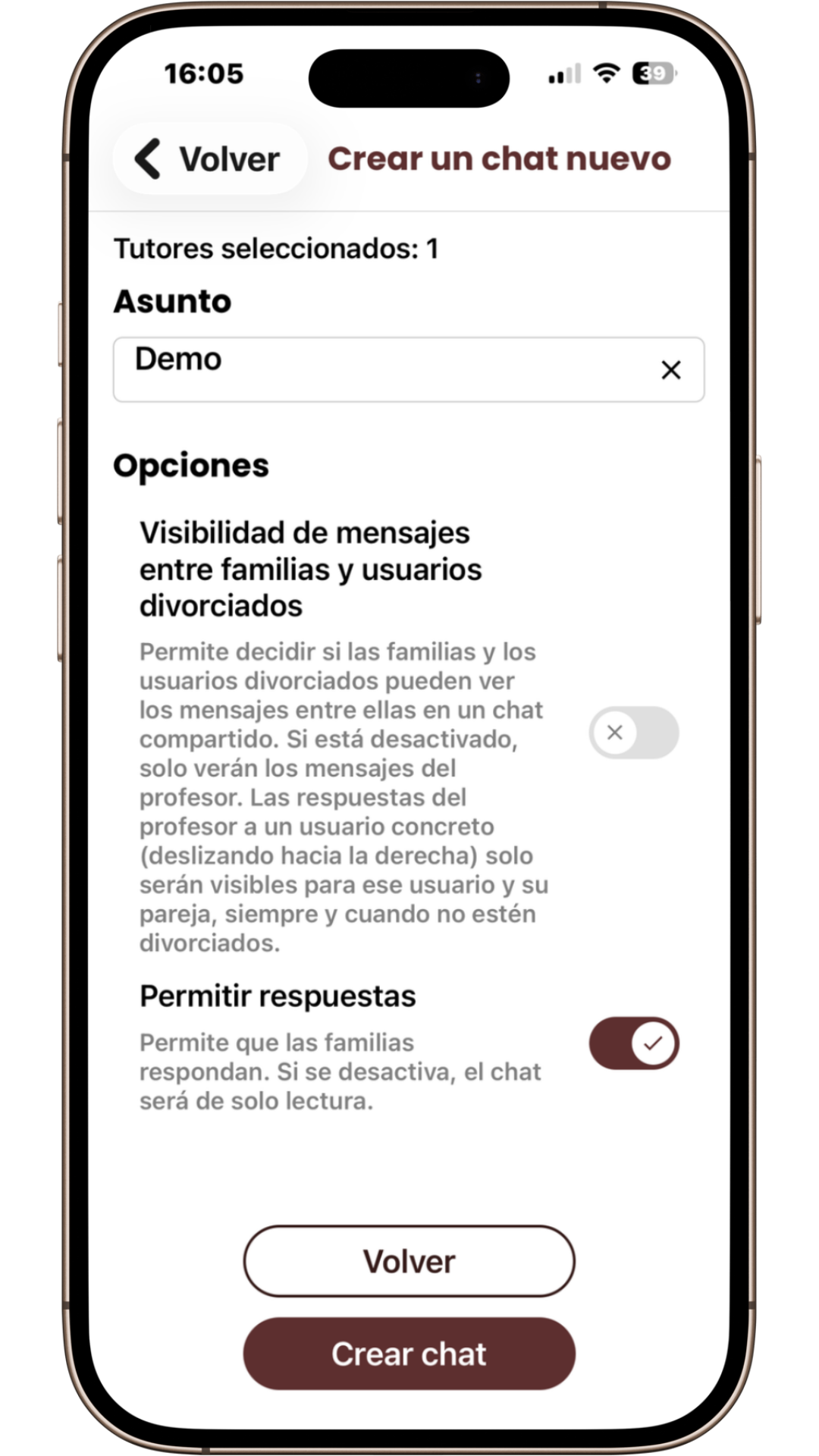 Configuración del chat de Qualla Kids con respuestas de familias